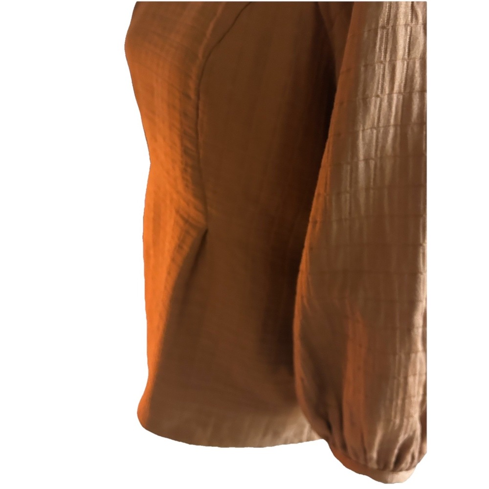 Levi's 3/4 Sleeve Quilted Tailored Cotton Terra Cotta Shirt Blouse Boho X-Small - Picture 6 of 11